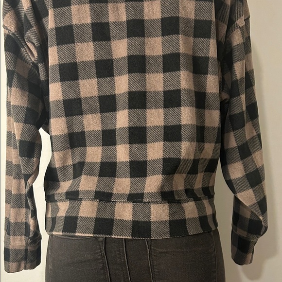 VICTORIA'S SECRET Hoodie Fleece Sleep Checkered Coffee Long Sleeve Size Medium - Picture 8 of 12